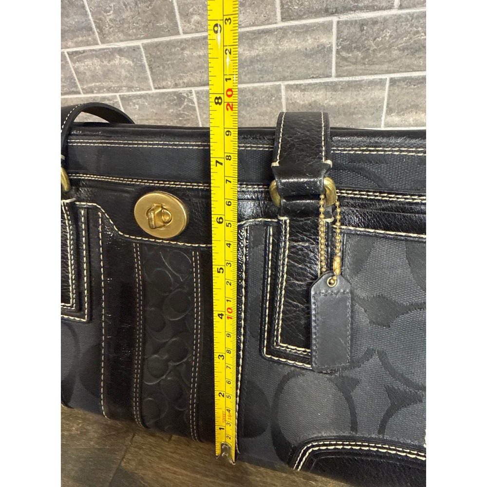 Coach Hampton Black C Monogram Leather/Canvas Satchel Handbag 11620 Y2K - Picture 13 of 13
